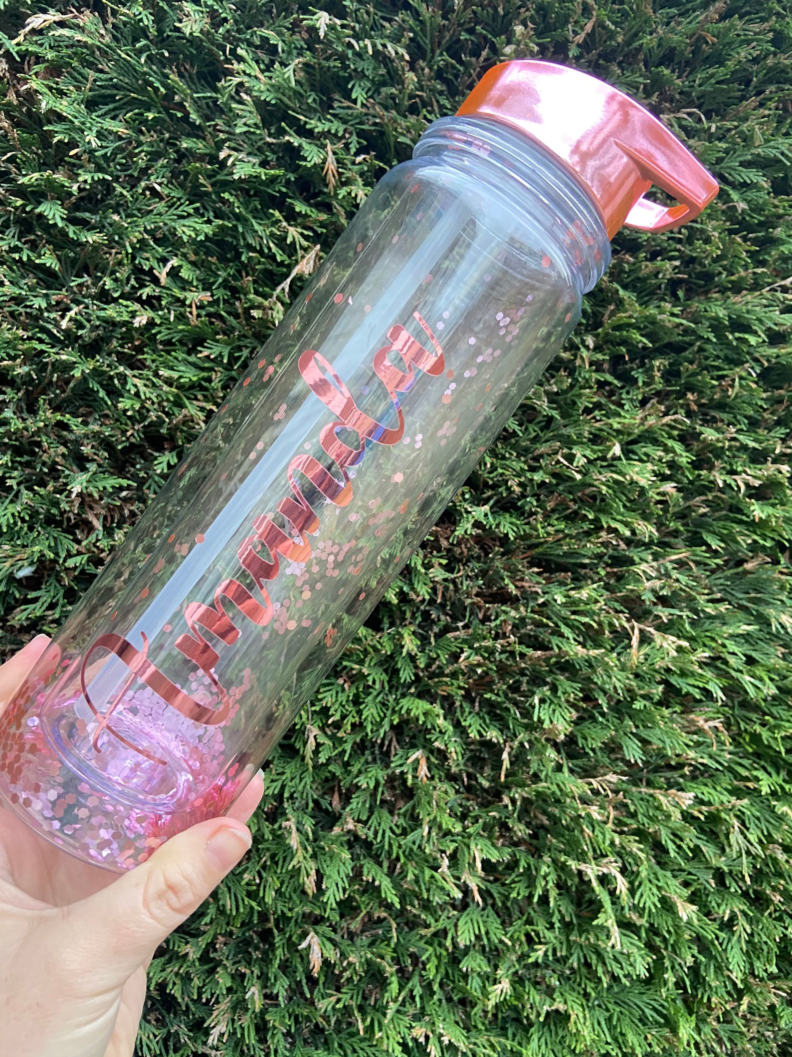 Personalised Glitter Water Bottle with straw built in 500ml Etsy
