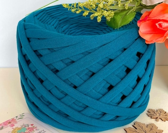 PEACOCK BLUE T-Shirt Yarn, 100% Cotton Chunky Cord