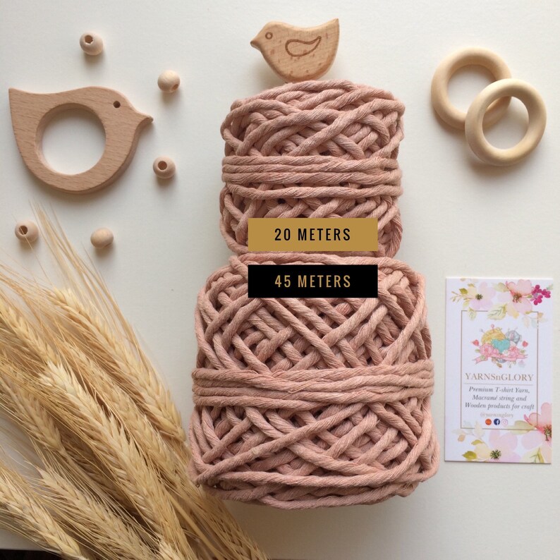 May include: Two spools of natural colored cotton rope, one 20 meters and one 45 meters long. The rope is perfect for macrame projects.