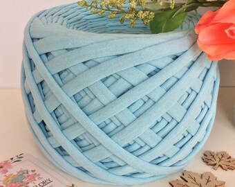 SKY BLUE Jersey Yarn, 100% Cotton Chunky T-Shirt Yarn