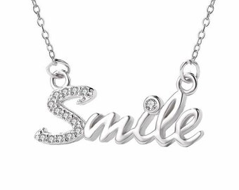 Collar colgante de la sonrisa hecha a mano en 925 plata de ley