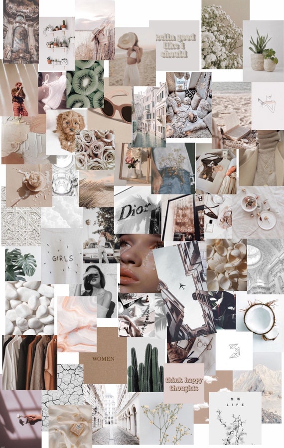 60 Pcs Simple Boho Aesthetic Wall Collage Kit Etsy