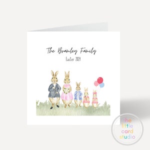 Rabbit Family, Easter Card, Personalised