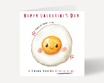 Valentine's Card For Husband, Wife Valentines Day Card, Valentine's Day Gift, Eggcellent Card, Galentine's Day Card