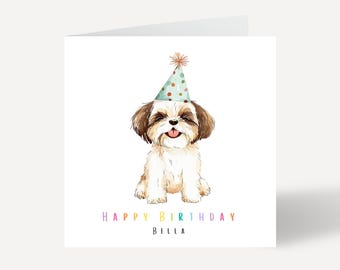 Feliz cumpleaños Shih Tzu, tarjeta de cumpleaños Shih Tzu, personalizada