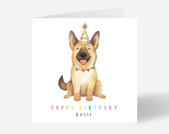 Happy Birthday German Shepherd, German Shepherd Birthday Card, Personalised
