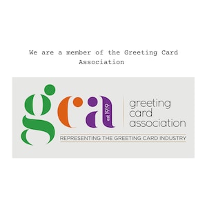 May include: Logo for the Greeting Card Association, a green "g", an orange "c", and a purple "a" with the text "greeting card association" and "est 1919" below the logo.