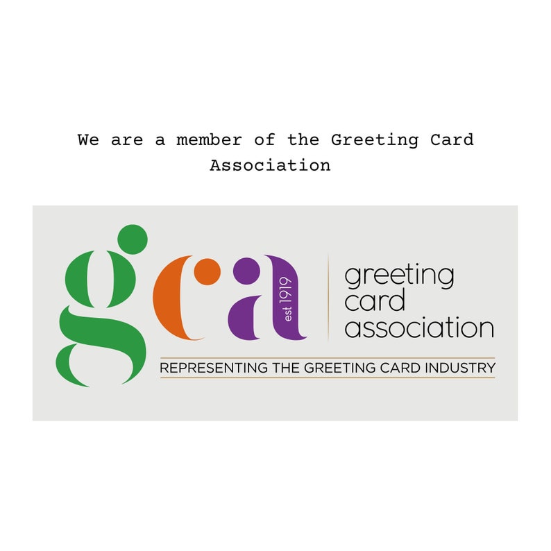 May include: Logo for the Greeting Card Association, a green "g", an orange "c", and a purple "a" with the text "greeting card association" and "est 1919" below the logo.