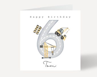 Happy Birthday Boy Card, Personalised Card for Six Year Old