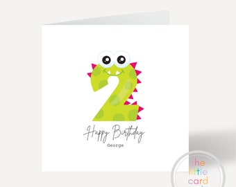 Second Birthday Card, Card For Two Year Old Boy, Little Monster Design