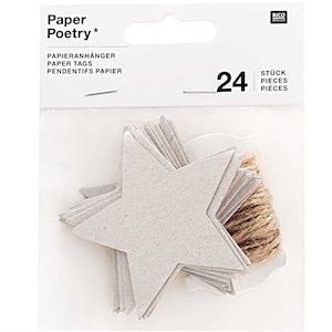Rico Design Paper Poetry Papieranhänger Stern 6,5x6,5cm 24 Stück Graukarton