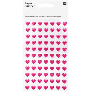 Rico Design Gelsticker Herz Paper Poetry Sticker Herzen klein neon pink