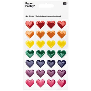 Rico Design Gelsticker Herz Paper Poetry Sticker Herzen mehrfarbig