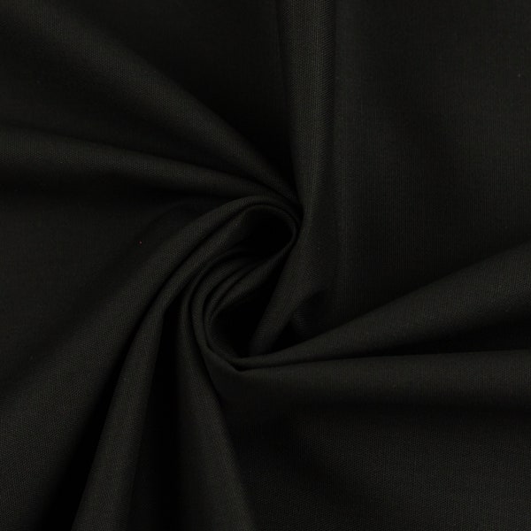 Tejido de algodón tejido ÖKO-TEX - UNI negro - lavable a 60 grados - metros de mercancías