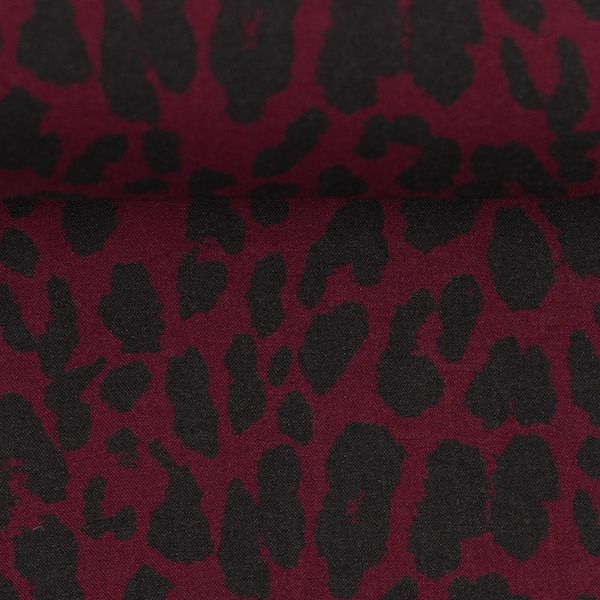 Öko-Tex Viskose Stoff Webware - Leoprint bordeaux rot Leo - Modestoff