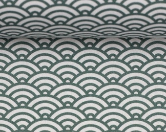 Oeko-TEX - tissu tissé en coton - motif de coque design - vert - au mètre