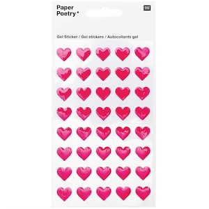 Rico Design Gelsticker Herz Paper Poetry Sticker Herzen groß neon pink