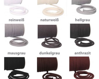 ab 0,50 EUR / m: Baumwollkordel 6mm Rundkordel 100% Baumwolle Meterware Kordel diverse Farben weiß natur grau braun schwarz