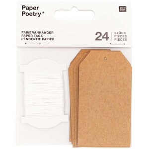 Rico Design Paper Poetry Papieranhänger Kraftpapier 24 Stück 4,5x8cm