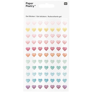 Rico Design Autocollant Gel Coeur Papier Poésie Autocollant Coeurs Petites Paillettes
