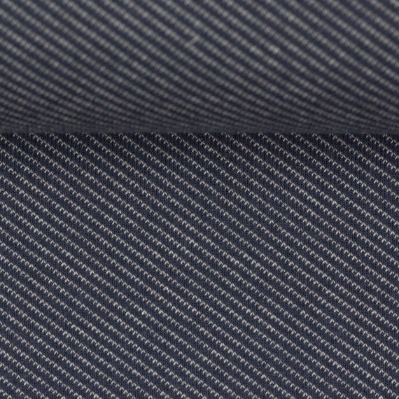 Jacquard-Jersey Streifen diagonal Jerseystoff grau blau