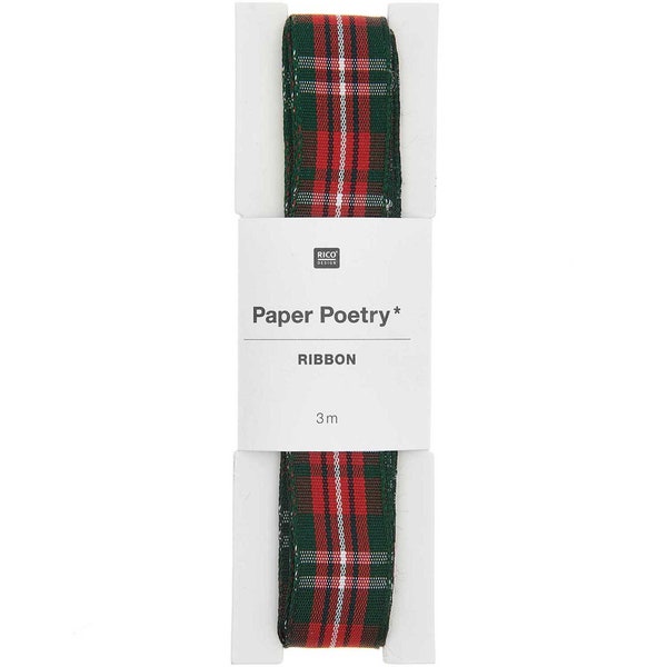 Rico Design Paper Poetry Karoband grün-rot-weiß 16mm 3m