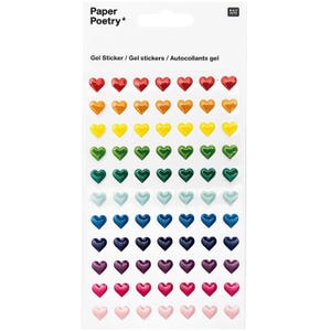 Rico Design Gelsticker Herz Paper Poetry Sticker Herzen mehrfarbig klein