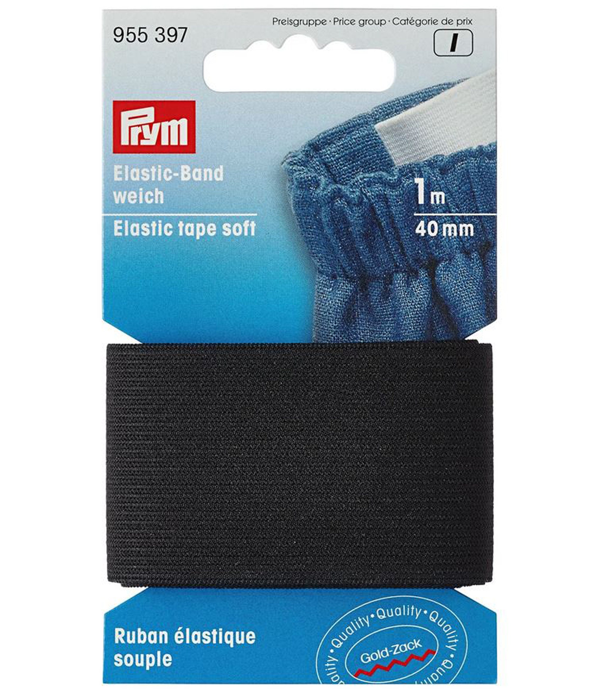 Prym 955350 Bande élastique Souple Noir 15 Mm 57% Polyester 43