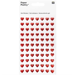 Rico Design Gelsticker Herz Paper Poetry Sticker HERZEN klein, ROT