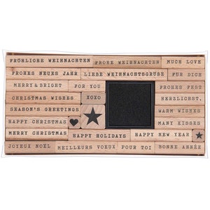 Rico Design Paper Poetry XL Stempelset Merry Christmas Typewriter 27teilig