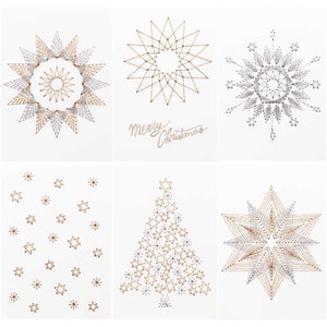 Rico Design Postkarten zum Besticken gold/silber 6 Stk. Weihnachtskarten sticken