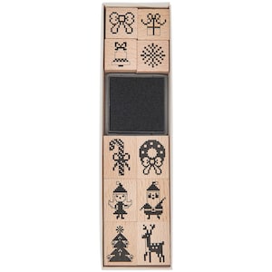 Rico Design Paper Poetry Stempelset Pixel Weihnachten 11 teilig 10 Stempel 1 Stempelkissen