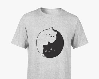 Pet Lover Tee Shirt Minimalist Cats Cat Tees Gift For Pet Lovers Cat Balance Cat Lover T-Shirt Gift for Cat Lovers Cat Yin Yang Shirt