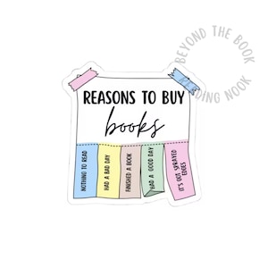 Book Lover Vinyl Sticker: Reasons to Buy Books - Kindle, Planner Decor