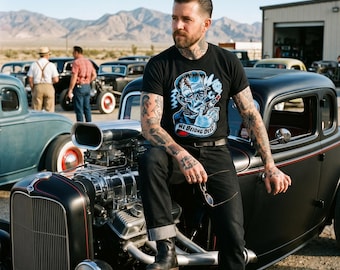 ¡Libera al rebelde que llevas dentro con nuestra camiseta "Rockabilly Frankenstein"!