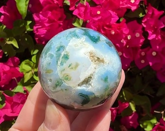 Druzy Moss Agate Sphere Crystal Ball