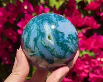 Druzy Moss Agate Sphere Crystal Ball