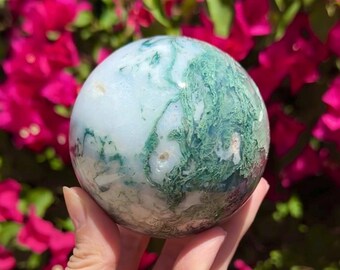Druzy Moss Agate Sphere Crystal Ball