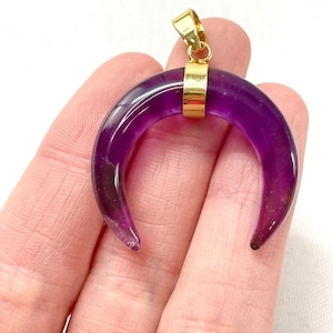 Amethyst Crystal Moon Pendant