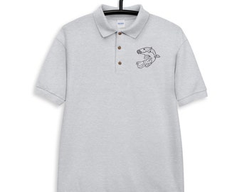 Common Carp - Embroidered Polo Shirt - Outline Style