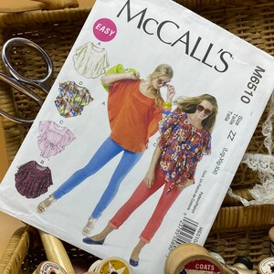 McCalls 6510 * Misses Tops and Belt, Size 16-18-20-22-24-26, Plus Size, Factory Folded, Uncut