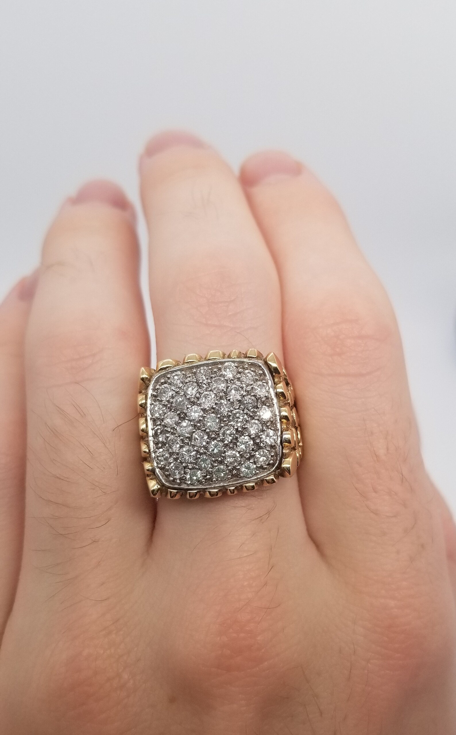 Men's Diamond Gold Nugget Style Ring in 14kt Yellow Gold Etsy