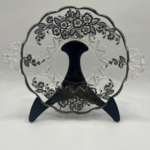 Crystal Glass Silver Overlay Plate - Etsy