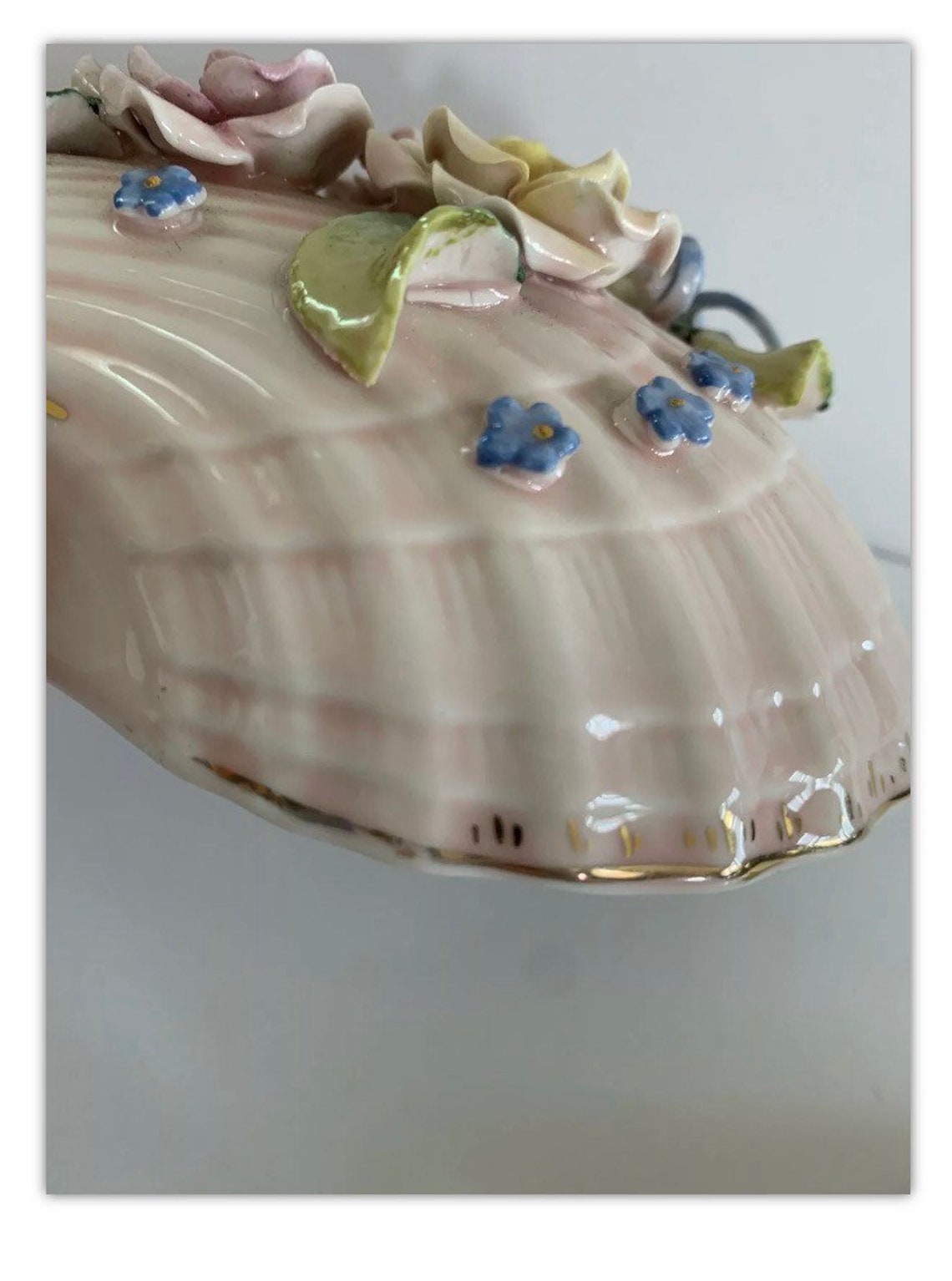 Vintage Porcelain Large Clam Shell Trinket Box Capidimonte Etsy