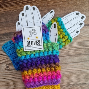 Fingerless handmade crochet gloves, wrist warmers, ladies size medium