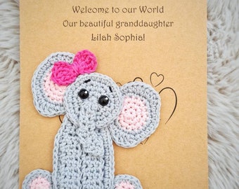 Personalised greeting cards, crochet animals, handmade, zoo animals