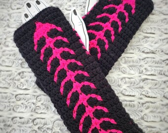 Neon Spine Arm Warmers: Goth Fingerless Gloves - Etsy