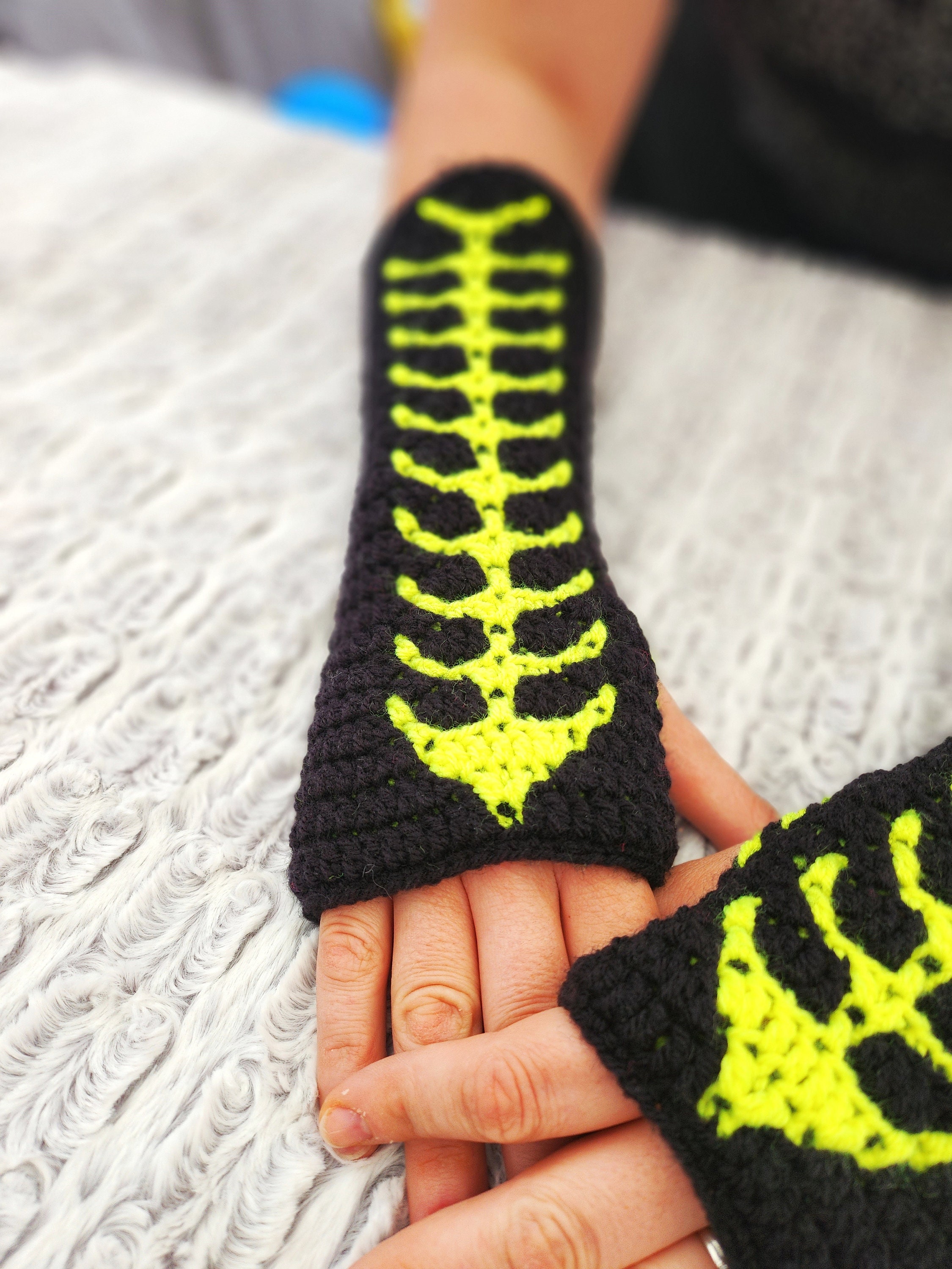 Neon Spine Arm Warmers: Goth Fingerless Gloves - Etsy
