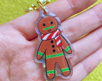 Gingerbread Acrylic Keychain - Christmas Holiday Keychain