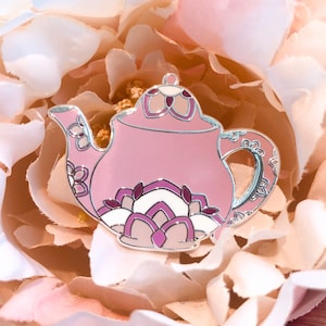 Teapot Floral Mandala Enamel Pin Lotus Mandala Design Flower Mandala Pin Teapot Pin Boho Pin zdjęcie 2